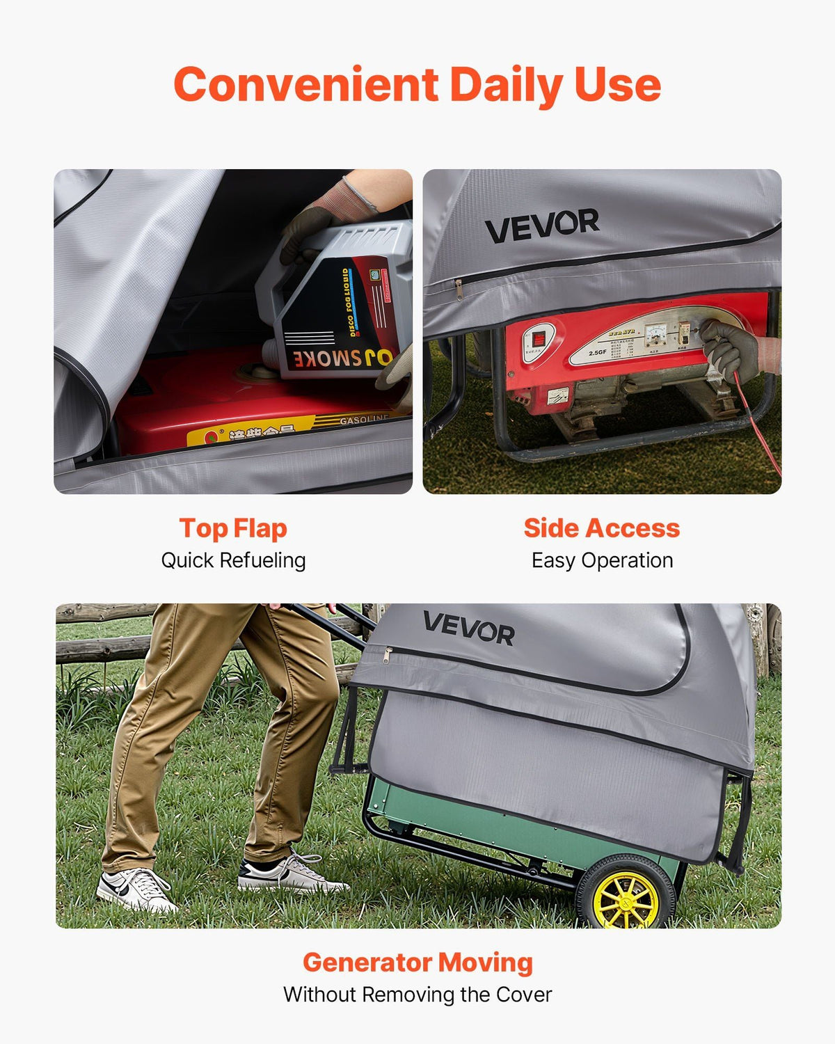 Generator Cover Universal Waterproof Cover 36x26x26 in for 70-108 in Gray