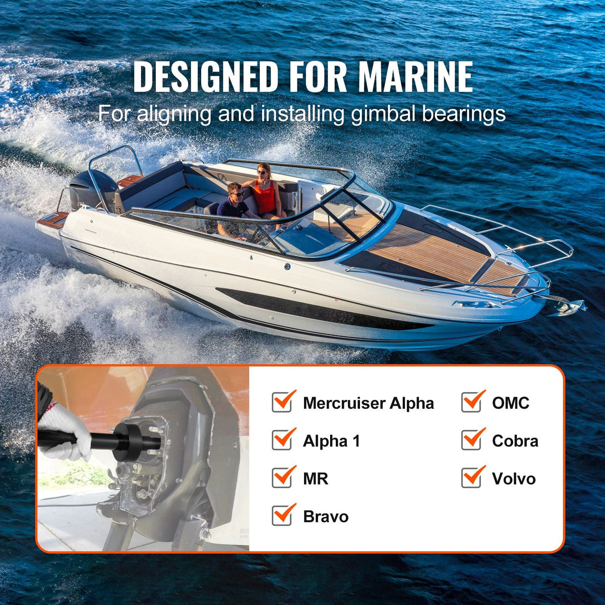 Gimbal Bearing Alignment and Install Kit, Heavy Duty Engine Alignment Tools Set Fits for Mercruiser Alpha, Alpha 1, MR, Bravo, OMC, Cobra, and Volvo