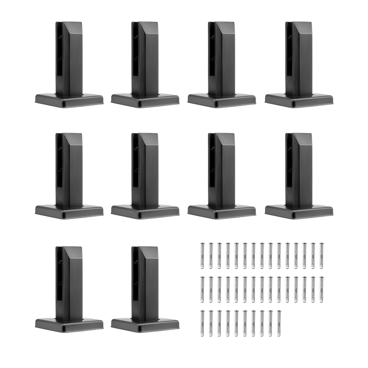 Glass Clamp, 10 PCS Square Glass Railing Bracket for 0.31 "-0.47 " Tempered Glass, 304 Stainless Steel Glass Mounting Clamp, 0.12' Thick Glass Shelf Bracket for Balcony, Garden, Deck, Stair