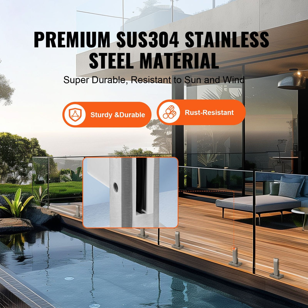 Glass Clamp, 10 PCS Square Glass Railing Bracket for 0.31 "-0.47 " Tempered Glass, 304 Stainless Steel Glass Mounting Clamp, 0.12' Thick Glass Shelf Bracket for Balcony, Garden, Stair, Silver