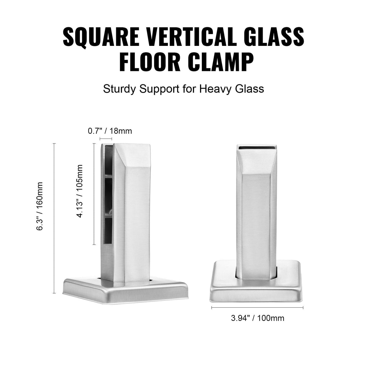 Glass Clamp, 10 PCS Square Glass Railing Bracket for 0.31 "-0.47 " Tempered Glass, 304 Stainless Steel Glass Mounting Clamp, 0.12' Thick Glass Shelf Bracket for Balcony, Garden, Stair, Silver
