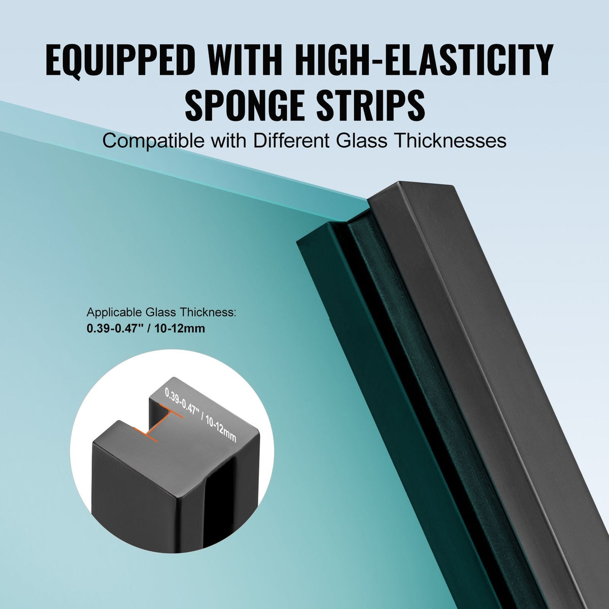 Glass Clamp, 35.83" Height Glass Railing Bracket for 0.39 "-0.47 " Thickness Tempered Glass, 304 Stainless Steel Glass Mounting Clamp, Glass Shelf Bracket for Balcony, Garden, Deck, Stair, Black