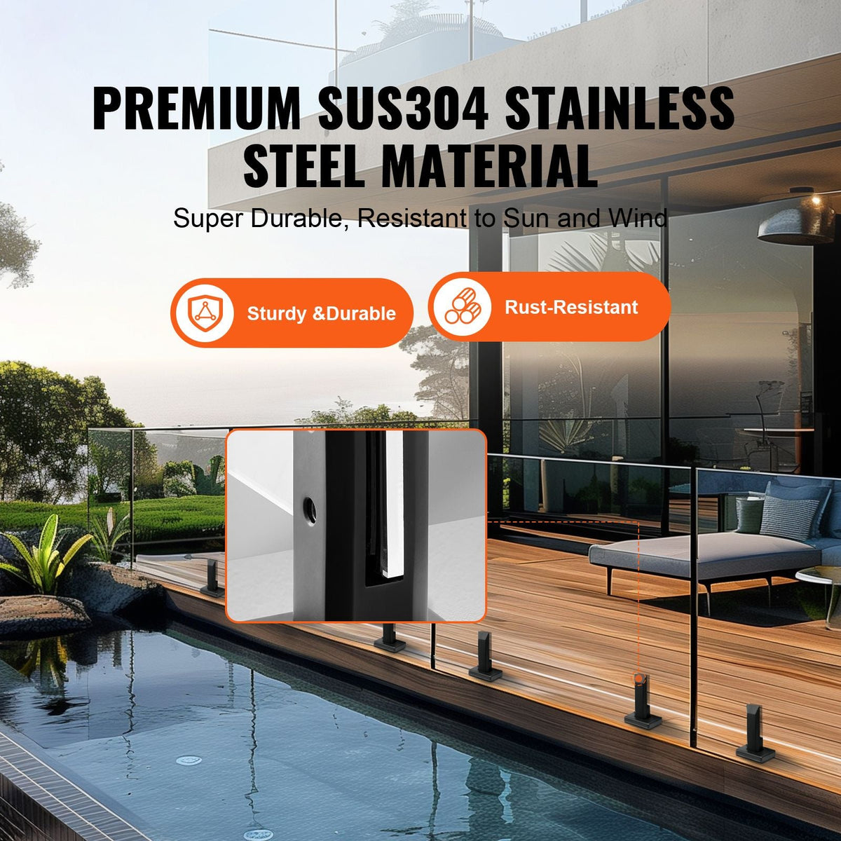 Glass Clamp, 4 PCS Square Glass Railing Bracket for 0.31 "-0.47 " Tempered Glass, 304 Stainless Steel Glass Mounting Clamp, 0.12' Thick Glass Shelf Bracket for Balcony, Garden, Deck, Stair