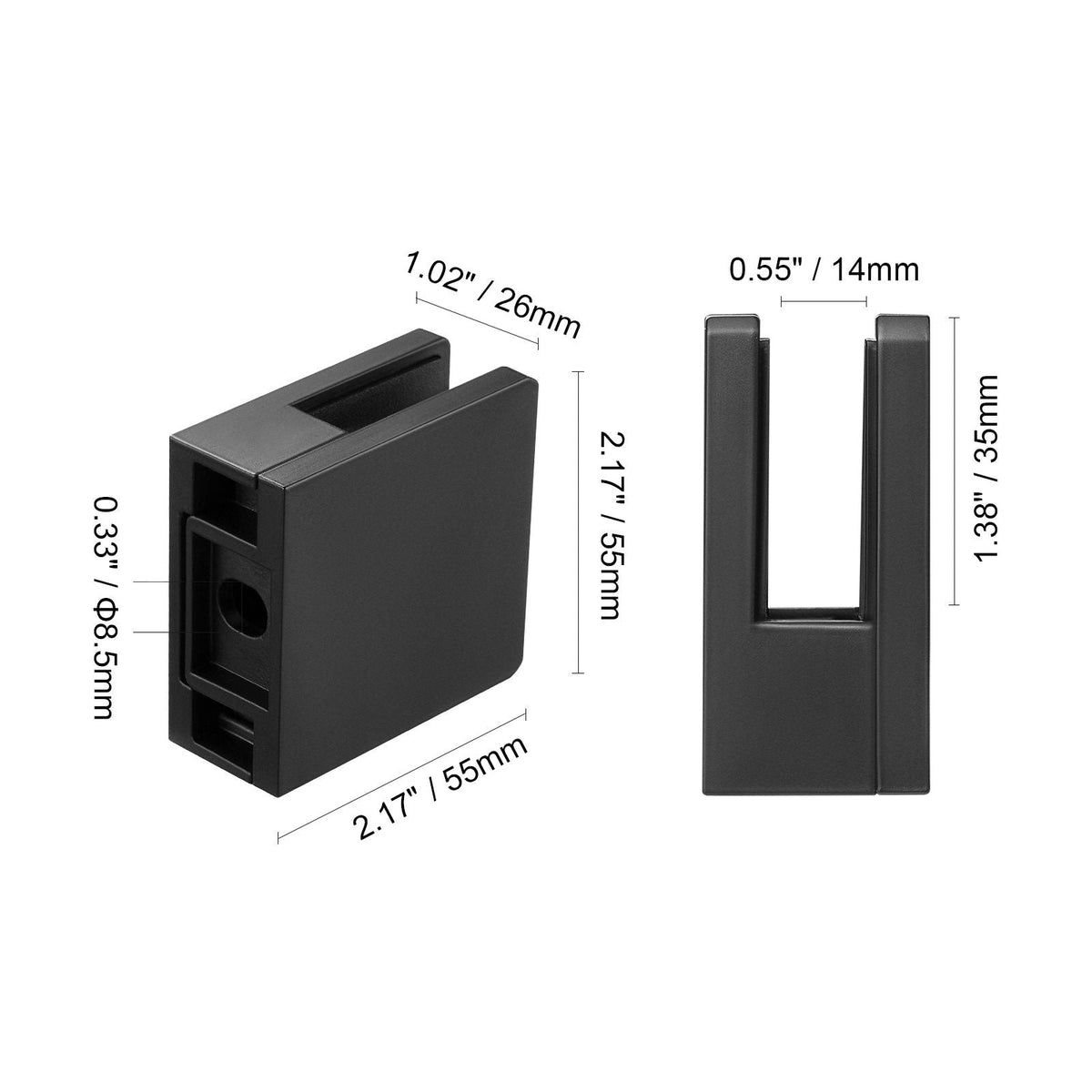 Glass Clamp, 40 PCS Square Glass Railing Bracket for 0.31 "-0.47 " Tempered Glass, 304 Stainless Steel Glass Mounting Clamp, Glass Shelf Bracket for Balcony, Garden, Deck, Stair, Black