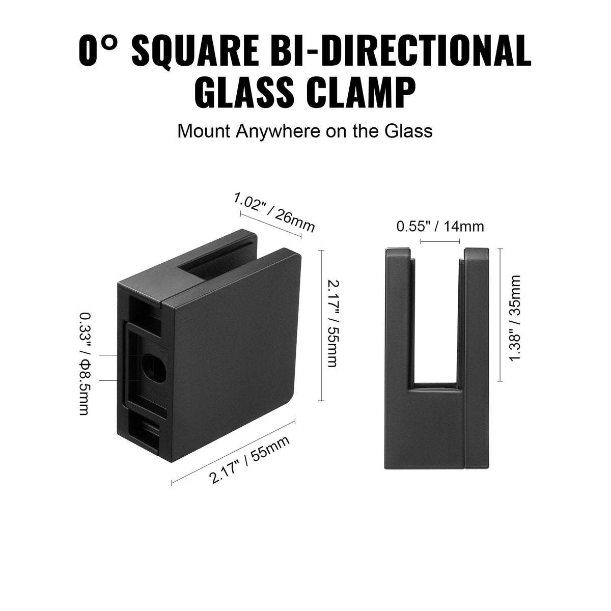 Glass Clamp, 40 PCS Square Glass Railing Bracket for 0.31 "-0.47 " Tempered Glass, 304 Stainless Steel Glass Mounting Clamp, Glass Shelf Bracket for Balcony, Garden, Deck, Stair, Black
