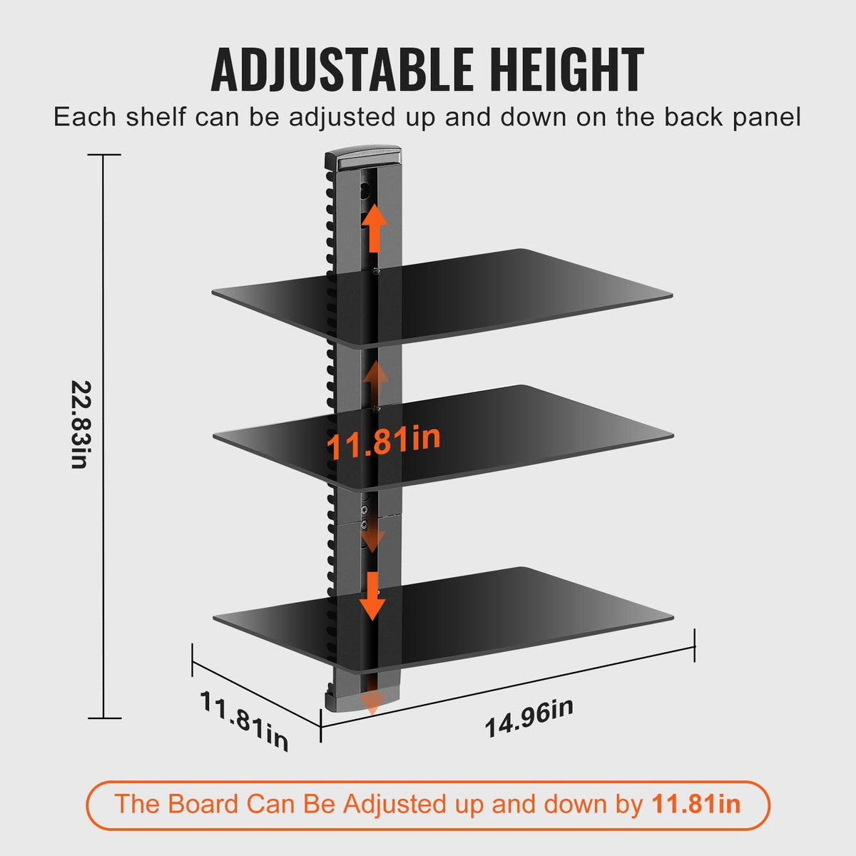 Glass Floating Shelves, Holds up to 18 lbs, TV Wall Mount with Shelf, Strengthened Floating Entertainment Center for DVD Players / PS4 / Cable Boxes/Game Consoles/Sky Box/TV Accessories-3 Tiers