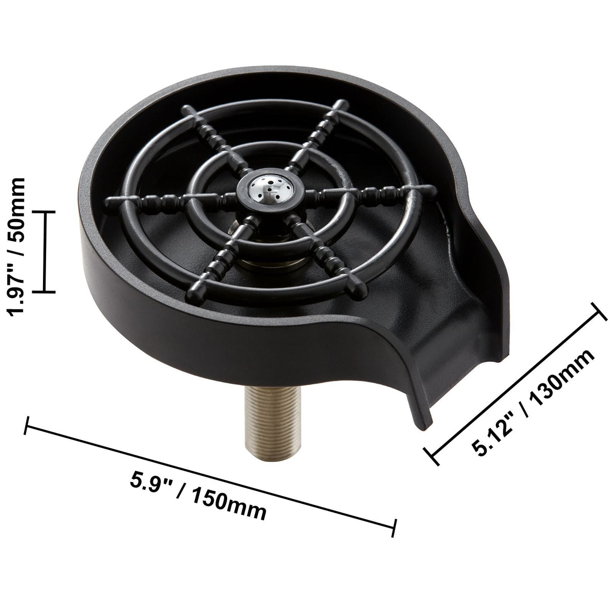 Glass Rinser, 10 Powerful Spraying Jets 360° Rotating Cup Rinser for Sink, Wearproof ABS Kitchen Sink Faucet Cup Washer & ABS Cup Holder for Baby Bottle, Glass Cup, Wine Glass (Black Base)