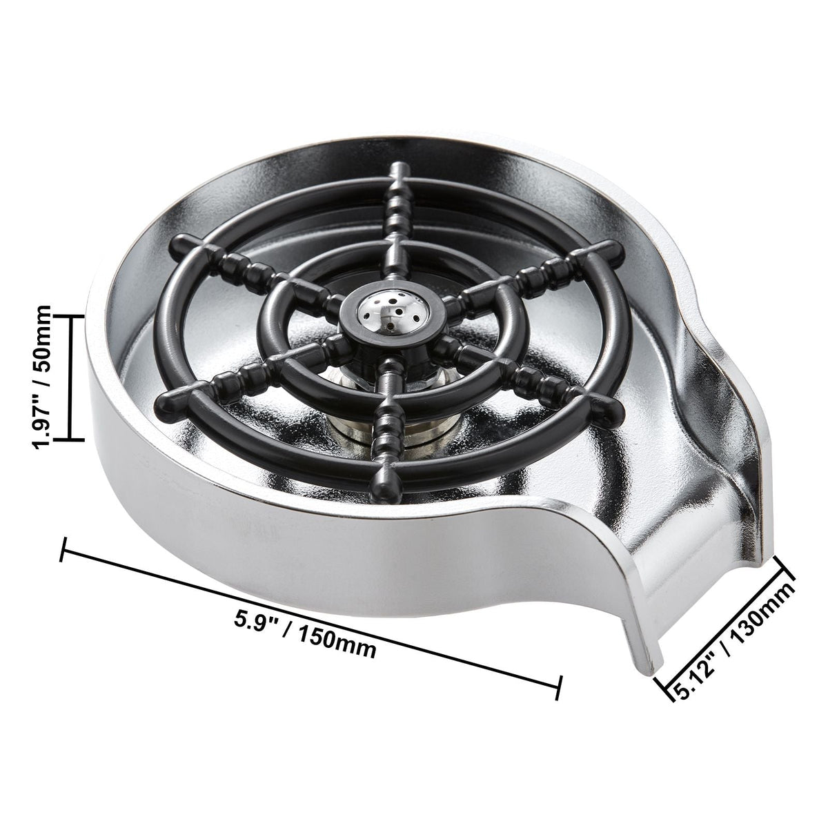 Glass Rinser, 10 Powerful Spraying Jets 360° Rotating Cup Rinser for Sink, Wearproof ABS Kitchen Sink Faucet Cup Washer & ABS Cup Holder for Baby Bottle, Glass Cup, Wine Glass(Silver Grey Base)