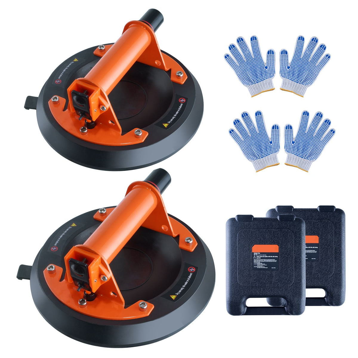 Glass Suction Cup, 8" 2 Pack 615 lbs Load Capacity, Vacuum Suction Cup with Steel Handle & Carry Box, Heavy Duty Industrial Suction Cup Lifter Tool for Glass, Granite, Tile, Metal, Wood Lifting