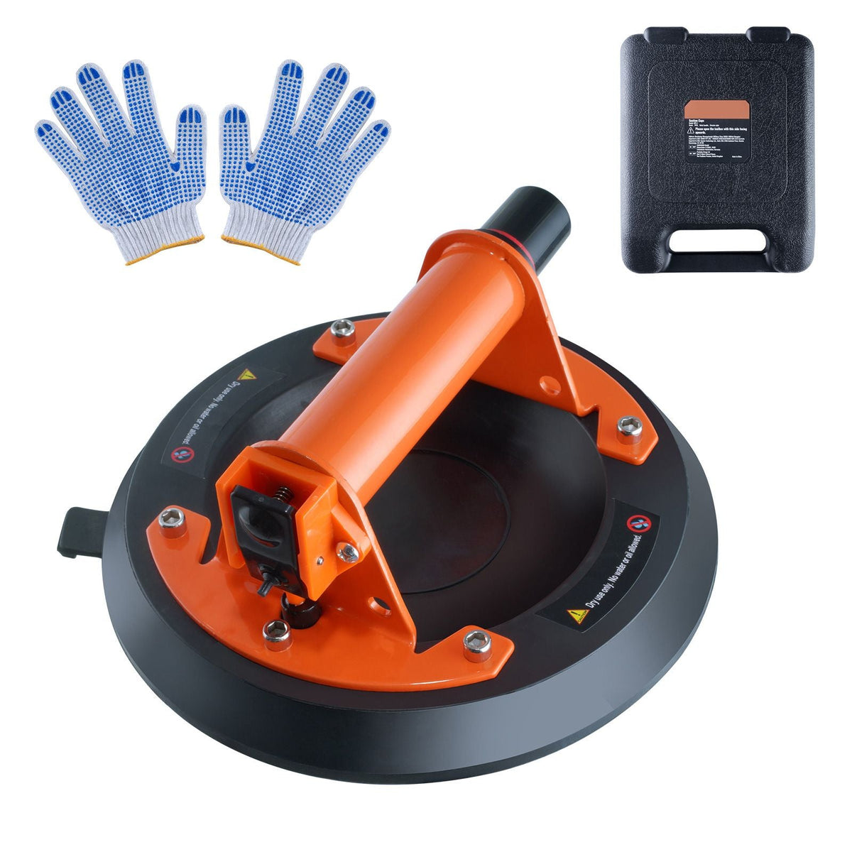 Glass Suction Cup, 8" 615 lbs Load Capacity, Vacuum Suction Cup with Steel Handle and Carry Box, Heavy Duty Industrial Suction Cup Lifter Tool for Glass, Granite, Tile, Metal, Wood Panel Lifting