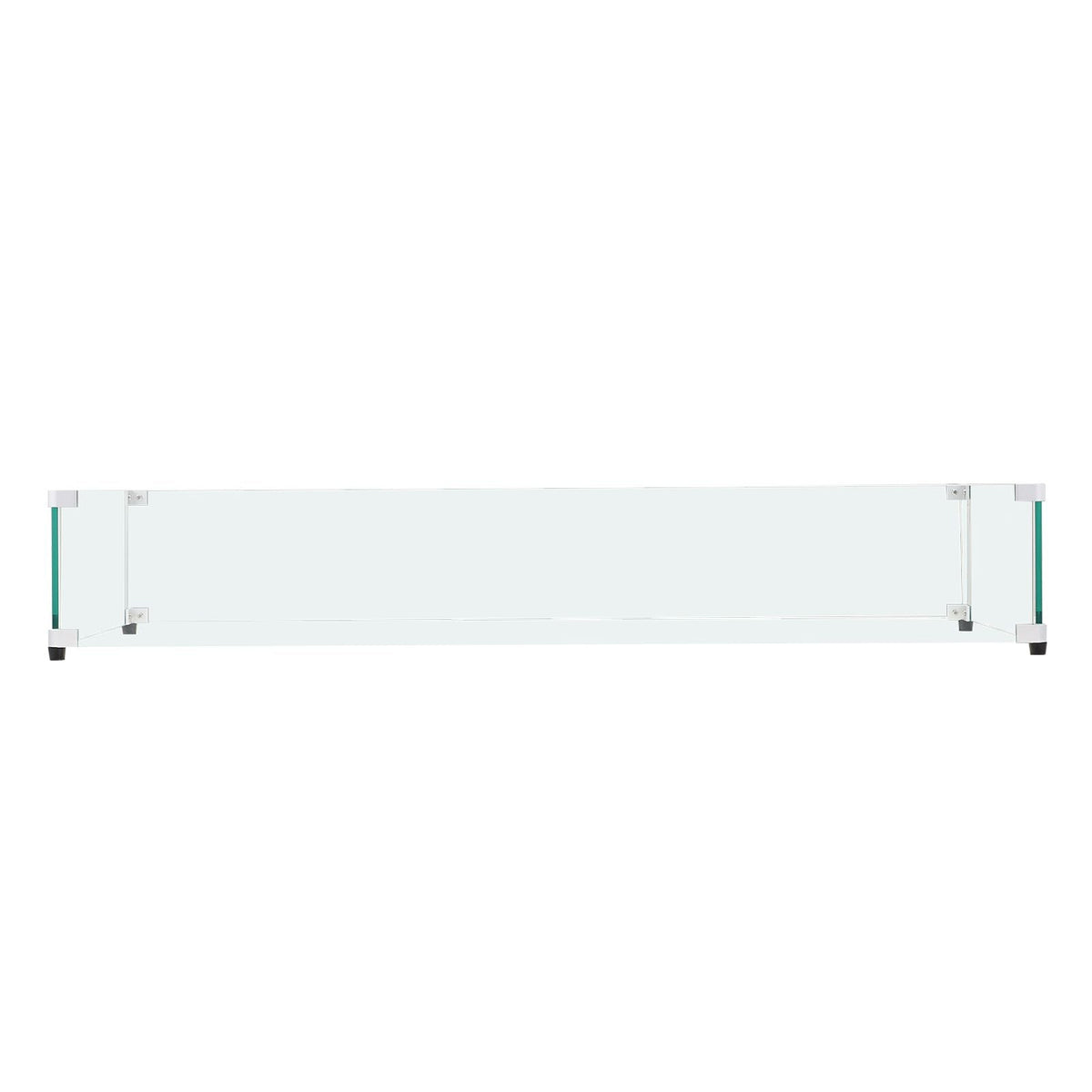 Glass Wind Guard for Rectangular Fire Pit Table 29 x 13 x 6.5 Inch, 0.31 inch Thick and Sturdy Tempered Glass Panel with Hard Aluminum Corner Bracket & Rubber Feet, Easy to Assemble