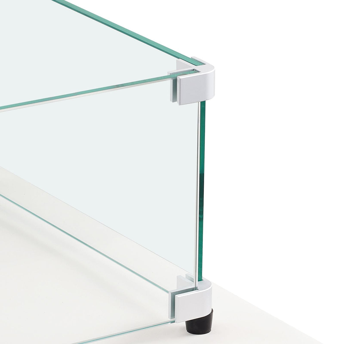 Glass Wind Guard for Rectangular Fire Pit Table 29 x 13 x 6.5 Inch, 0.31 inch Thick and Sturdy Tempered Glass Panel with Hard Aluminum Corner Bracket & Rubber Feet, Easy to Assemble