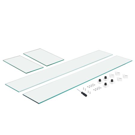 Glass Wind Guard for Rectangular Fire Pit Table 29 x 13 x 6.5 Inch, 0.31 inch Thick and Sturdy Tempered Glass Panel with Hard Aluminum Corner Bracket & Rubber Feet, Easy to Assemble