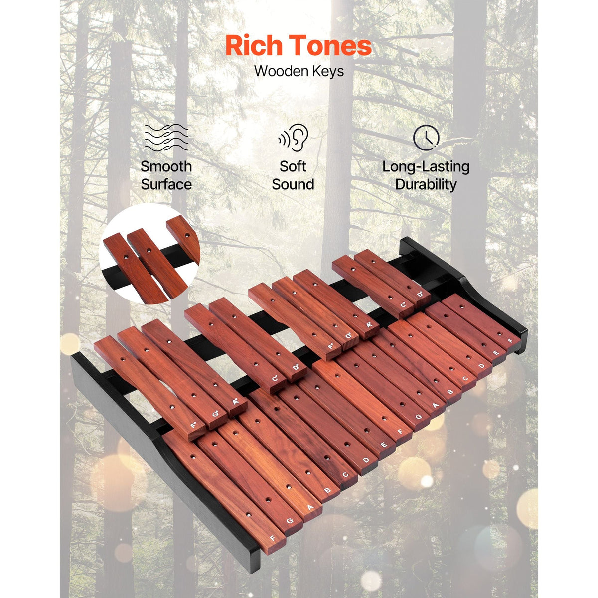 Glockenspiel Xylophone, 25 Notes, Wooden Professional Xylophone Percussion Instrument, with 4 Mallets, Carrying Bag, Beginner Glockenspiel Musical Instrument Kit for Adults and Kids Students