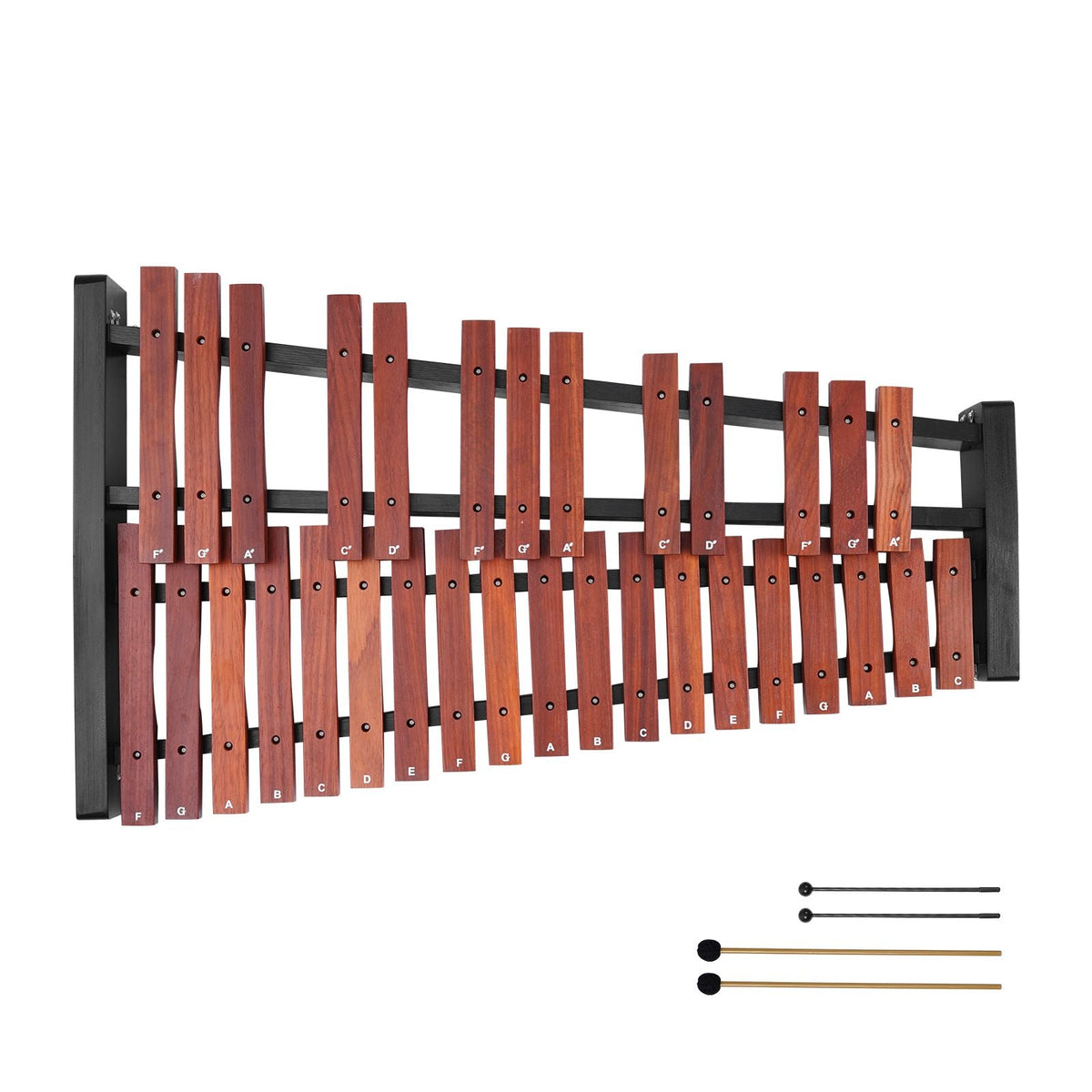 Glockenspiel Xylophone, 32 Notes, Wooden Professional Xylophone Percussion Instrument, with Height Adjustable Stand, 4 Mallets, Carrying Bag, Beginner Musical Instrument Kit for Adults and Kids