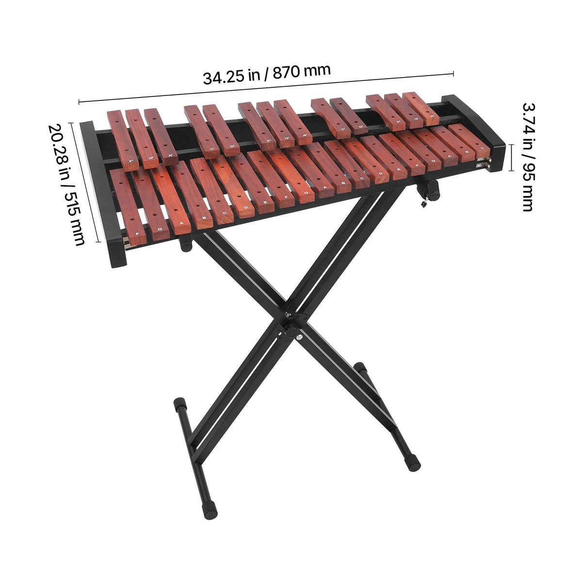 Glockenspiel Xylophone, 32 Notes, Wooden Professional Xylophone Percussion Instrument, with Height Adjustable Stand, 4 Mallets, Carrying Bag, Beginner Musical Instrument Kit for Adults and Kids