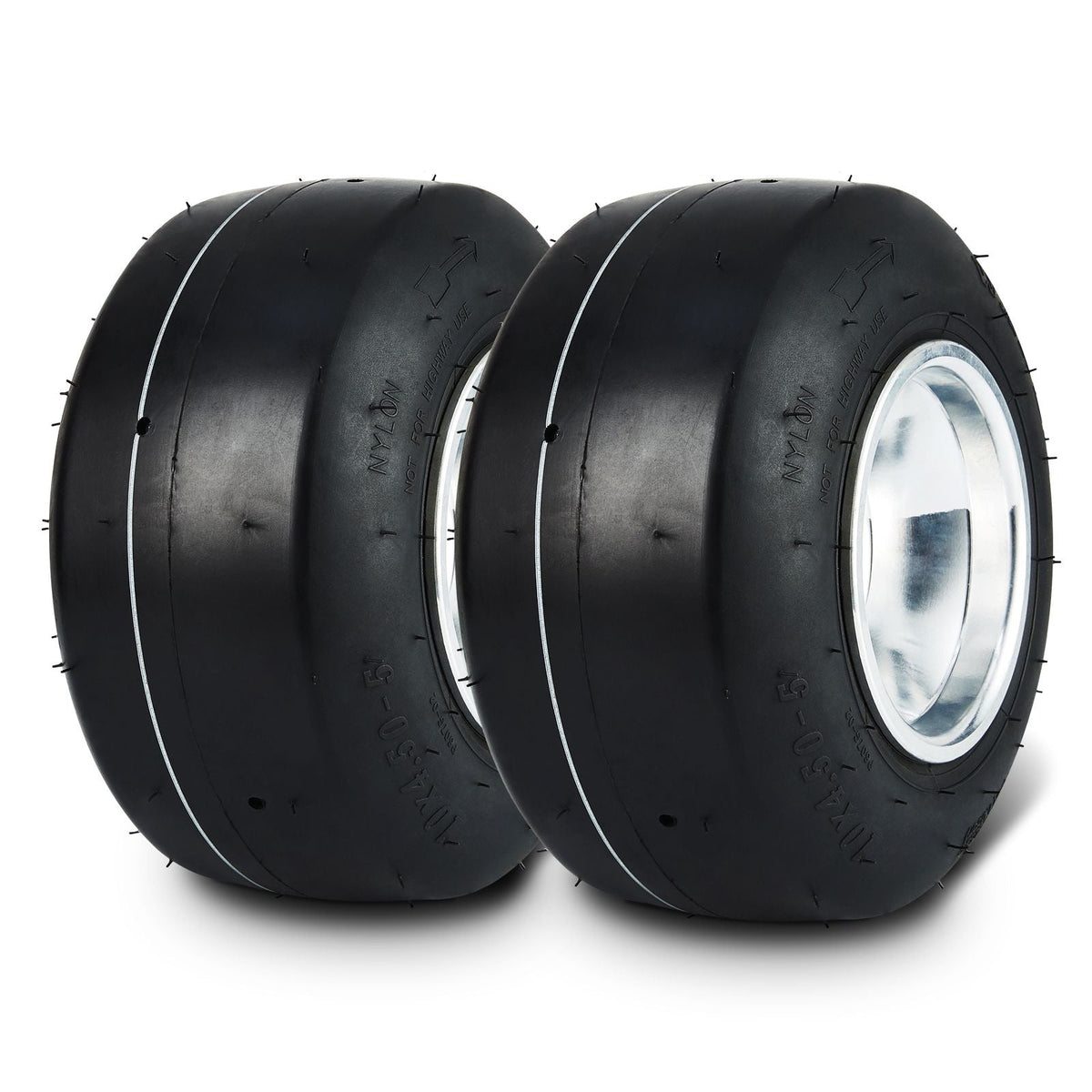 Go Kart Tires and Rims, 10x4.5-5" Go Kart Wheels, 2-Pack Front Wheels, Aluminum Alloy Rims and Rubber Tires, Hub-Rim Fit Bolt Pattern 1.57 inch with 3 Bolt Holes, Replacement Pneumatic Tire
