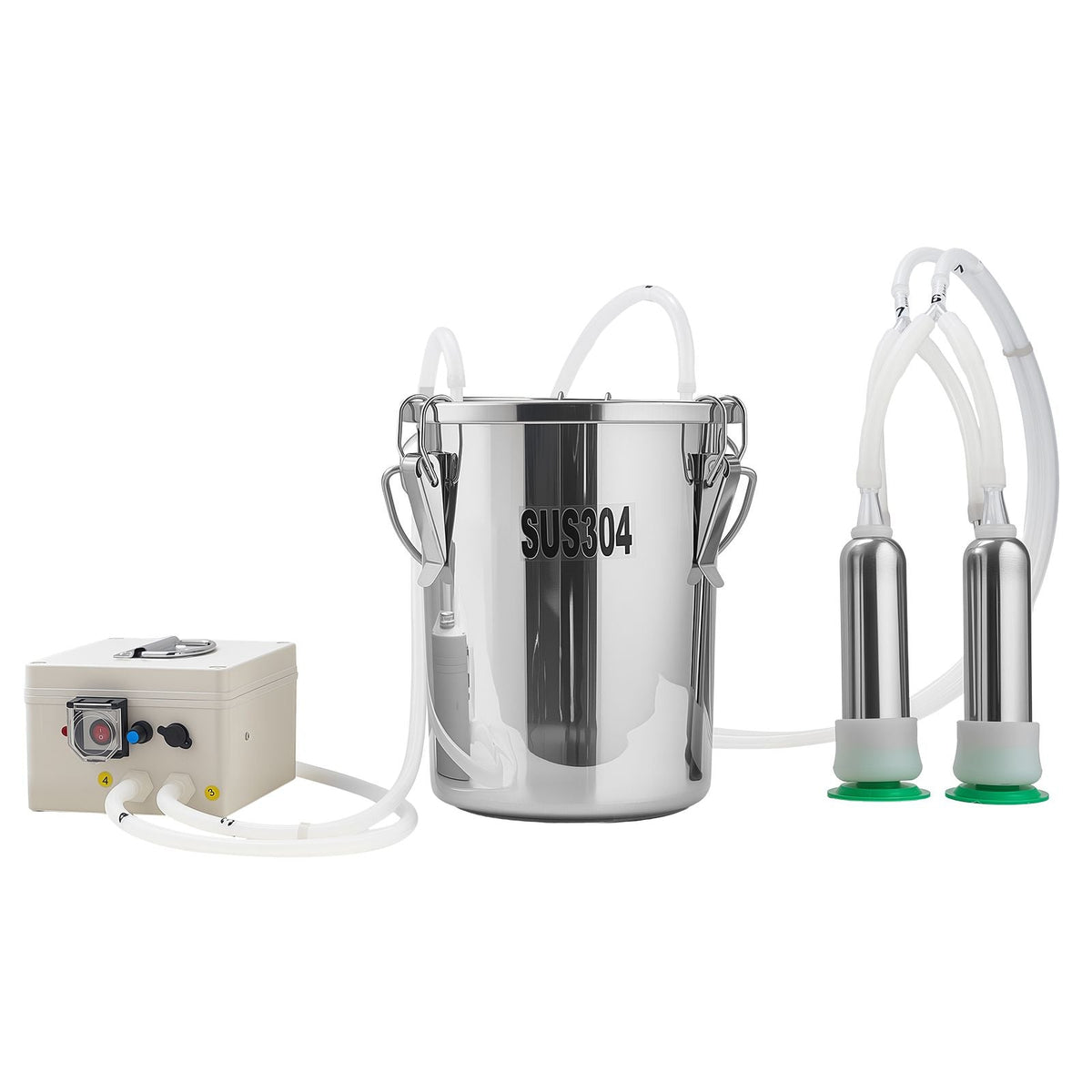 Goat Milking Machine, 1.8 Gal / 7 L Food-Grade Stainless Steel Bucket, 4 Teat Cups for Cows and Goats, with 8000 mAh Rechargeable Battery, Electric Pulsation Milking Machine Portable Milker