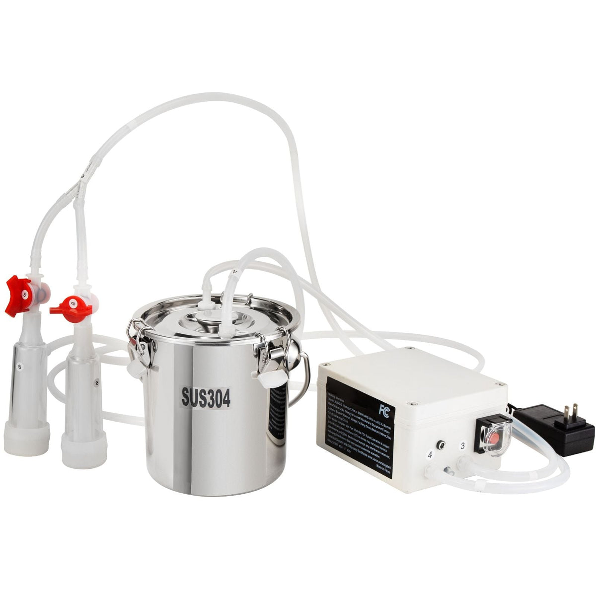 Goat Milking Machine, 3 L 304 Stainless Steel Bucket, Electric Automatic Pulsation Vacuum Milker, Portable Milker with Food-grade Silicone Cups and Tubes, Suction for Sheep