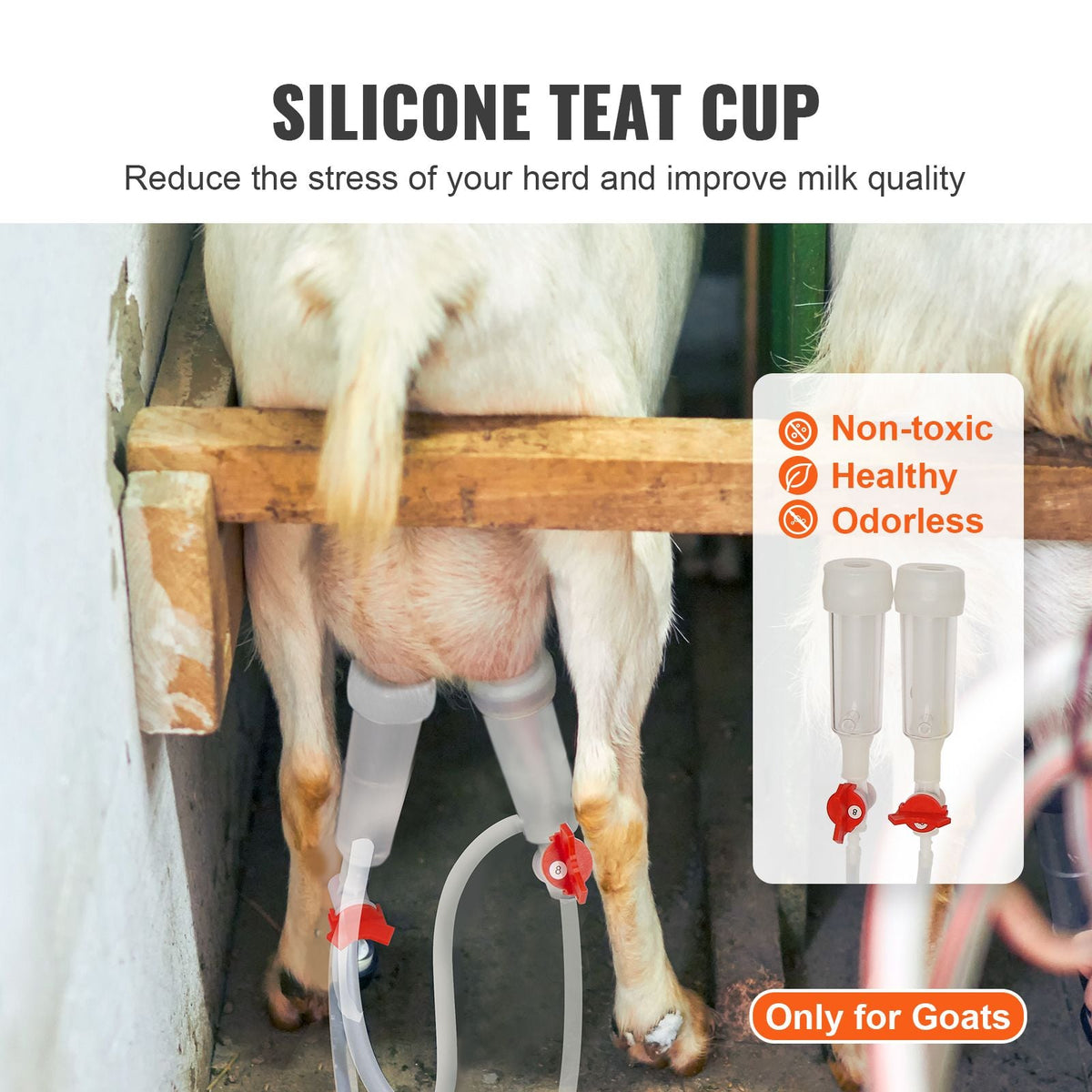 Goat Milking Machine, 3 L 304 Stainless Steel Bucket, Electric Automatic Pulsation Vacuum Milker, Portable Milker with Food-grade Silicone Cups and Tubes, Suction for Sheep