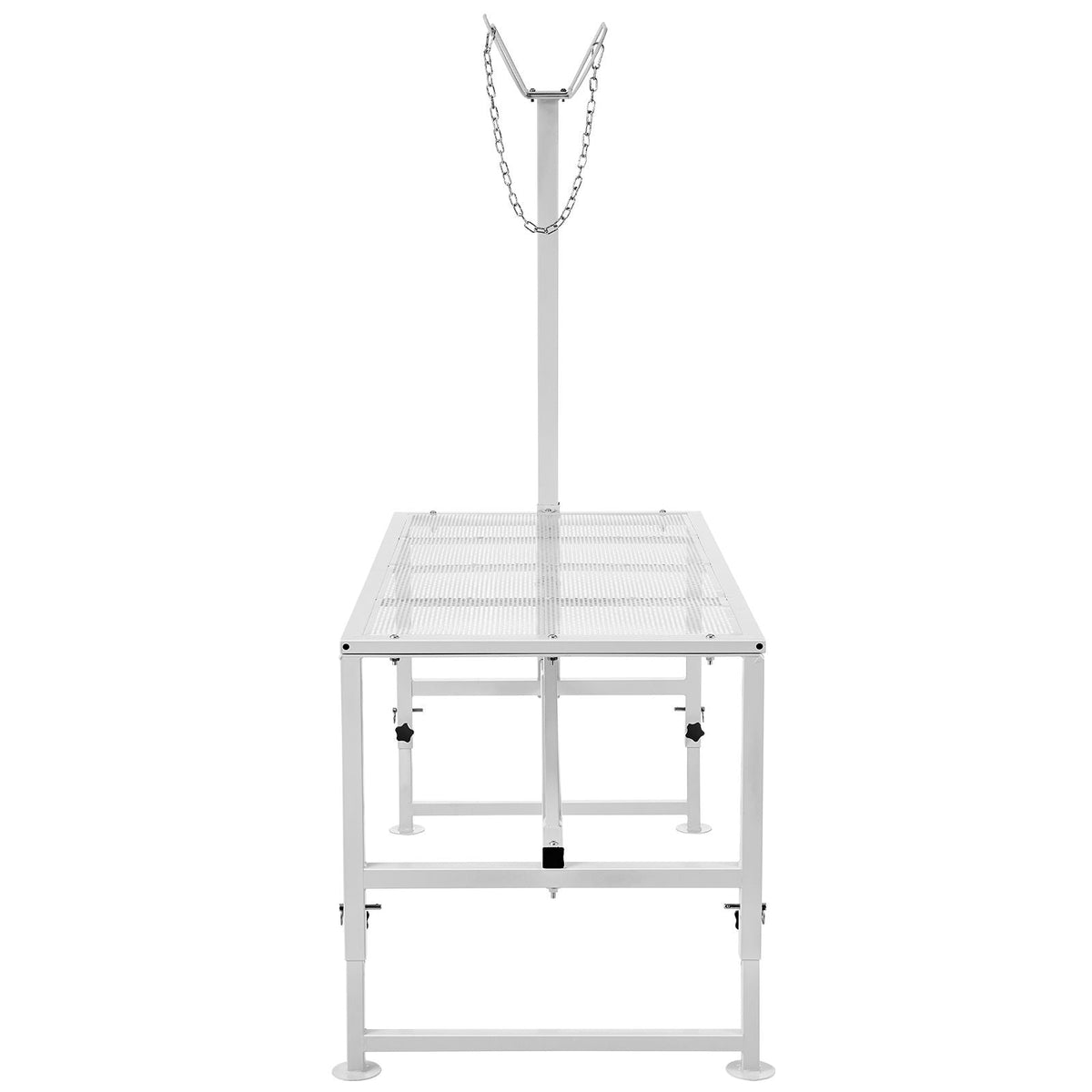 Goat & Sheep Stand, 47x23 inch Livestock Stand, Metal Livestock Milking and Shearing Stand 21" to 33" Adjustable Height, with Headpiece and Nose Loop, 500lbs Loading Weight, White