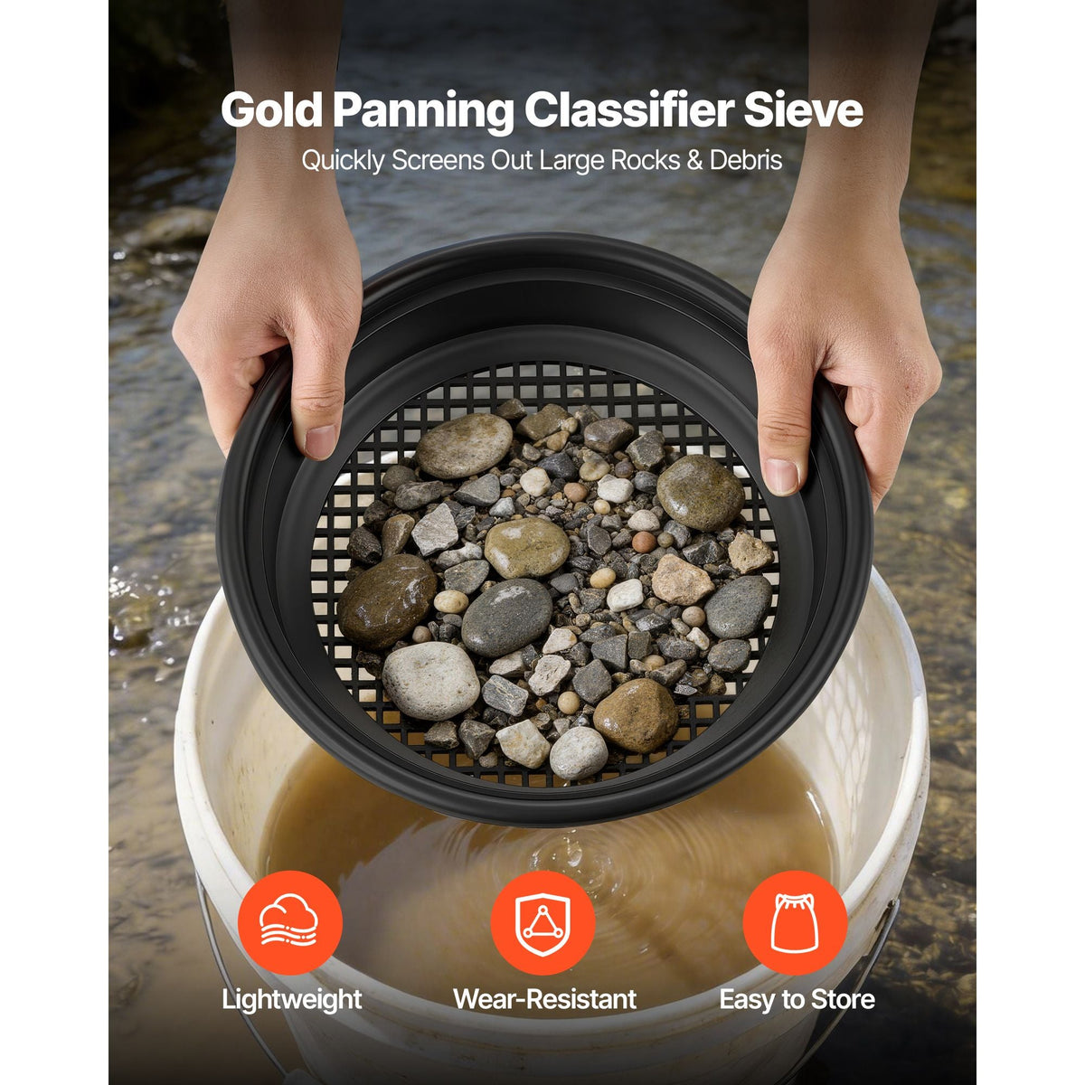 Gold Panning Kit, 10 in and 14 in Pans, 19 PCS Portable Prospecting Equipment Kit with Classifier Sieves, Sand Magnet, Rock Pick, Scoops, Backpack, and Accessories, for Outdoor Gold Recovery