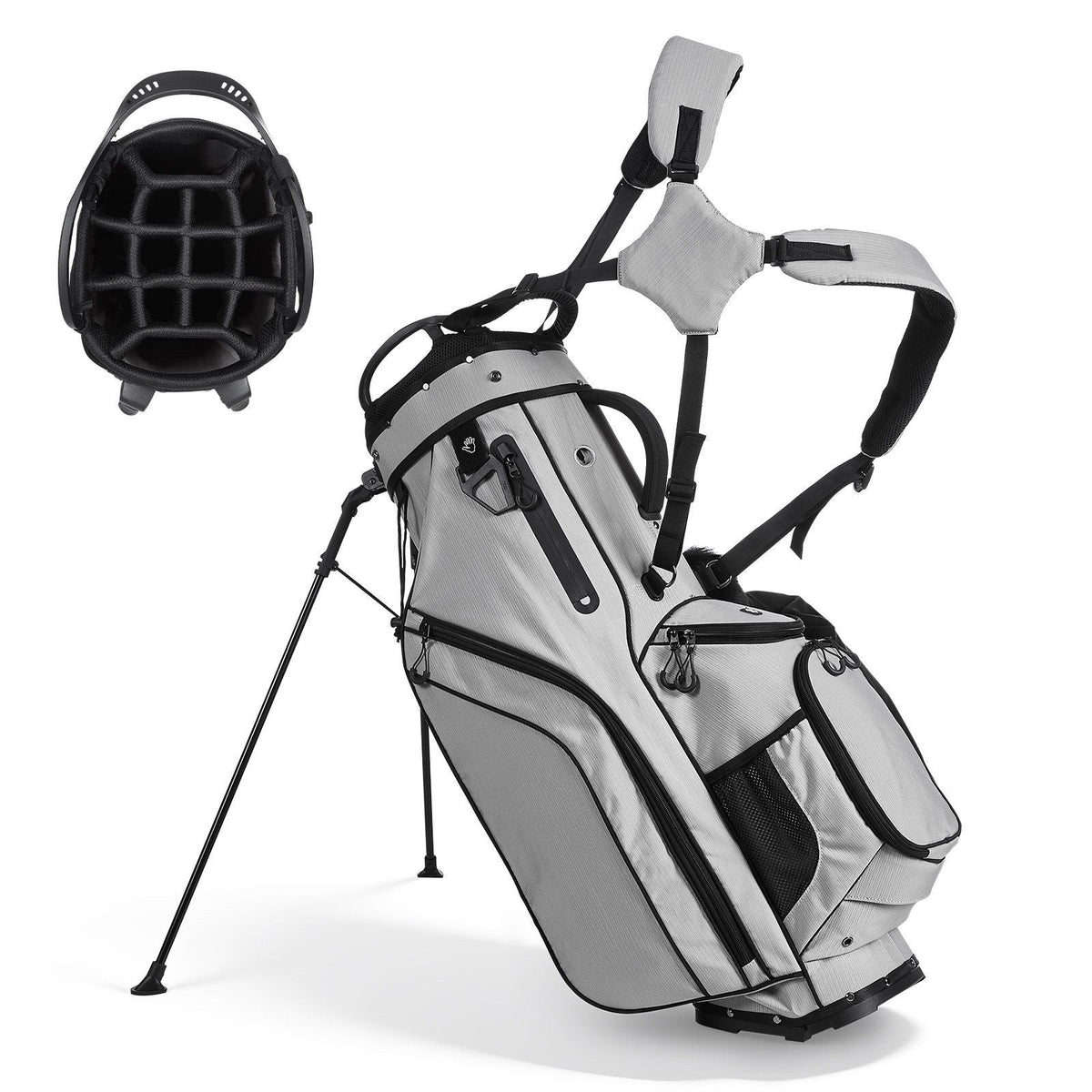 Golf Cart Bag, 14 Way Top Divider Organizer, 2-in-1 Golf Club Bag with Full-length Divider, Dual Shoulder Straps, Support Legs, Rain Hood, Storage Pockets, Lightweight Polyester for Men & Women