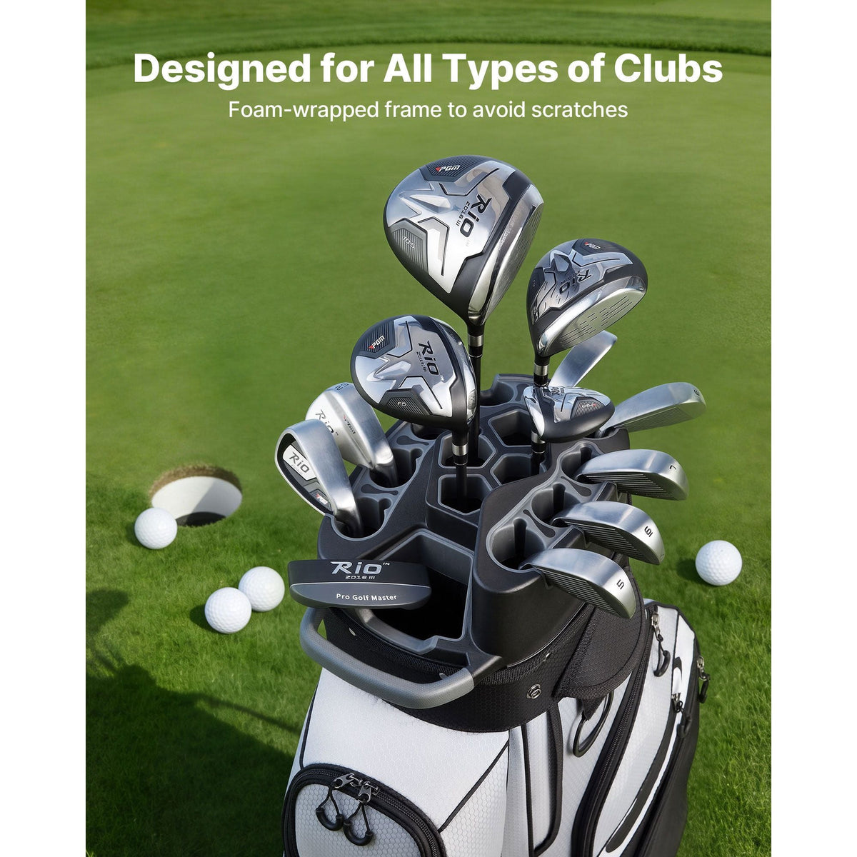 Golf Cart Bag, 14 Way Top Divider Organizer, Golf Club Bag with Full-length Divider, Handles, Storage Pockets, Shoulder Strap, Rain Hood, Smooth Zippers, Lightweight Polyester for Men & Women