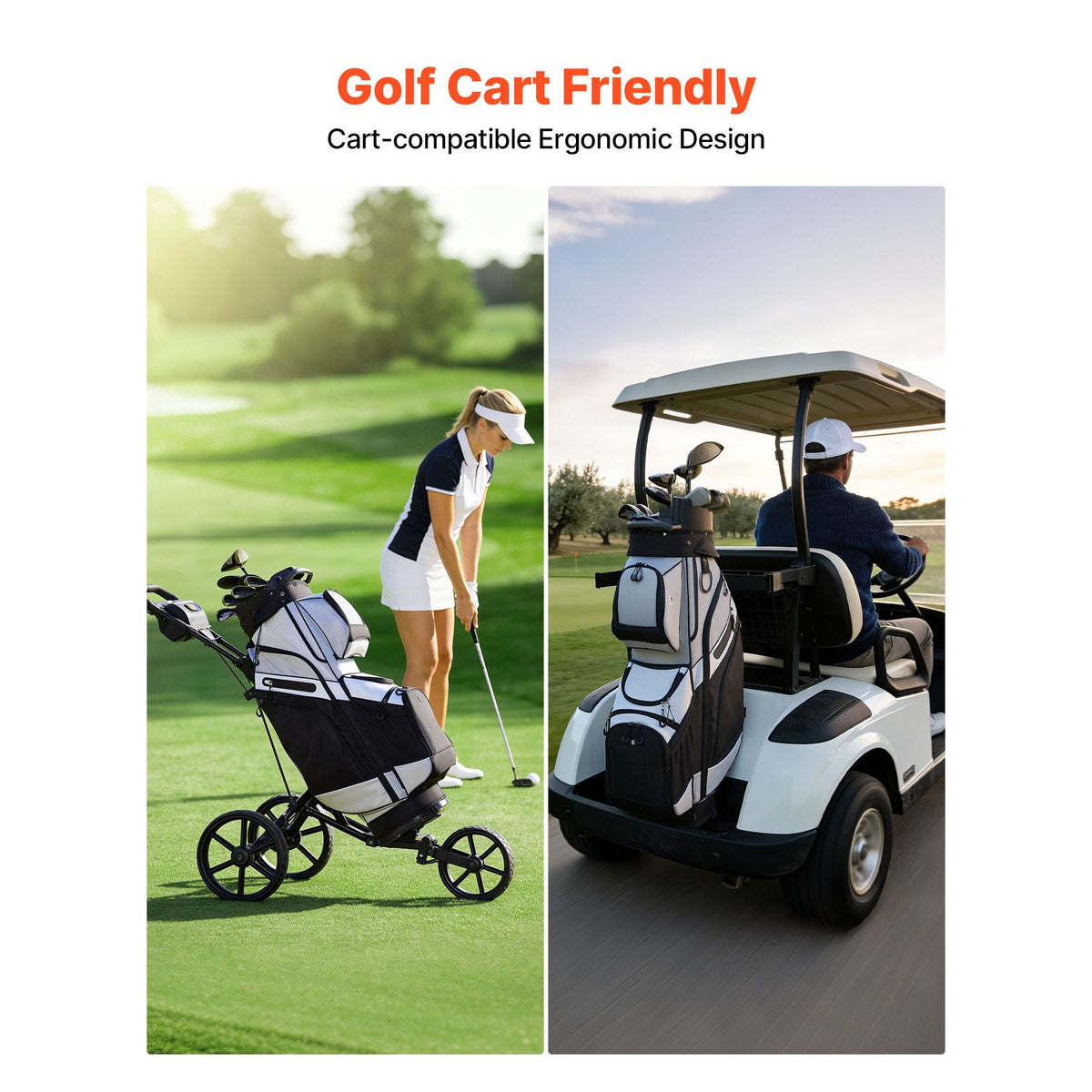 Golf Cart Bag, 14 Way Top Divider Organizer, Golf Club Bag with Full-length Divider, Handles, Storage Pockets, Shoulder Strap, Rain Hood, Smooth Zippers, Lightweight Polyester for Men & Women