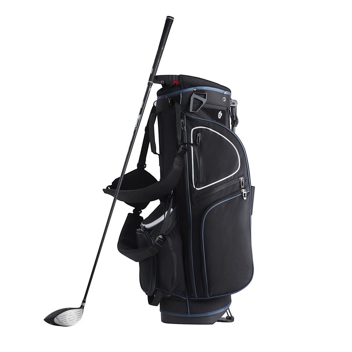 Golf Cart Bag with 14 Way Organizer Divider Top, 35' 11 Pockets Premium Cart Bag with Stand, Durable Golf Bags with Handles & Dust Cover & Detachable Dual Strap for Men & Women, Black White