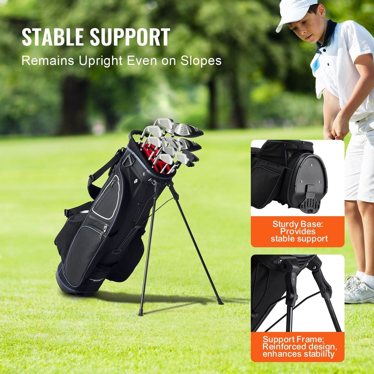 Golf Cart Bag with 14 Way Organizer Divider Top, 35' 11 Pockets Premium Cart Bag with Stand, Durable Golf Bags with Handles & Dust Cover & Detachable Dual Strap for Men & Women, Black White
