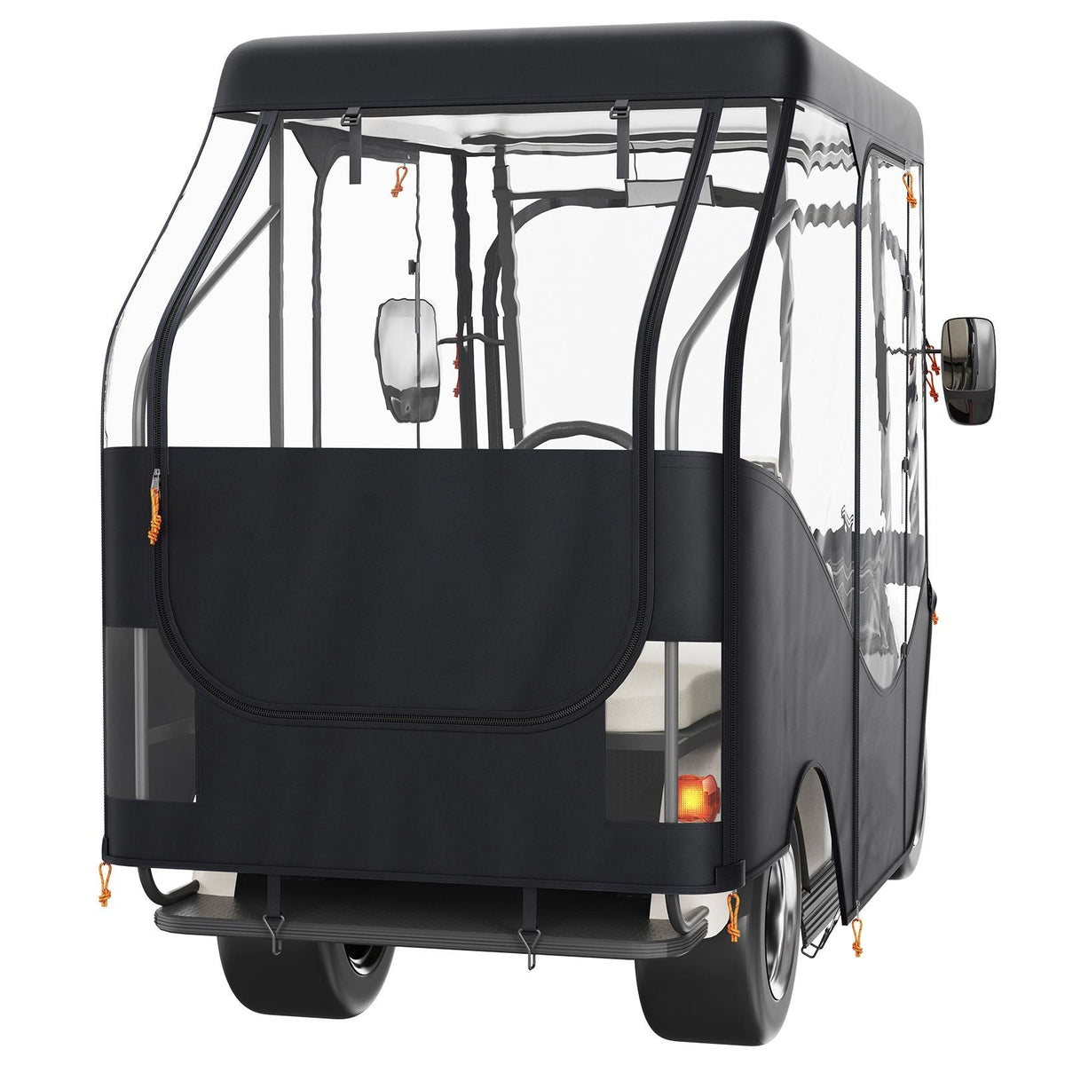 Golf Cart Enclosure, 600D Polyester Driving Enclosure with 4-Sided Transparent Windows, 4 Passenger Club Car Covers for 2+2 Passenger Golf Carts, Sunproof and Dustproof Outdoor Cart Cover