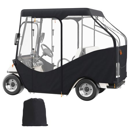 Golf Cart Enclosure, 600D Polyester Driving Enclosure with 4-Sided Transparent Windows, 4 Passenger Club Car Covers for 2+2 Passenger Golf Carts, Sunproof and Dustproof Outdoor Cart Cover