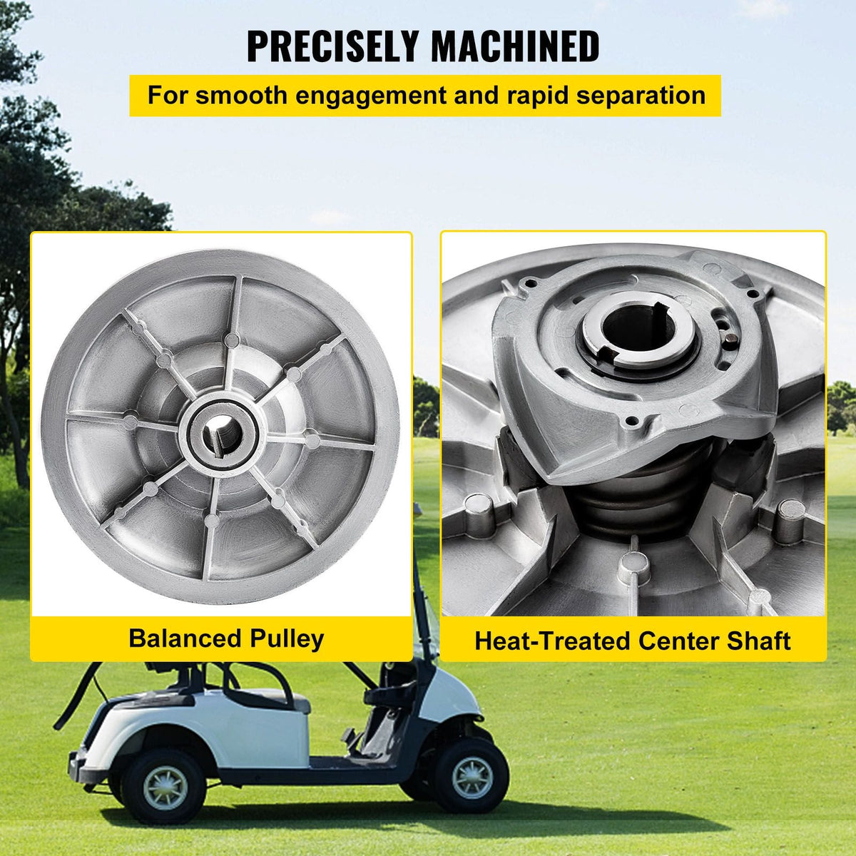 Golf Cart High Torque Driven Clutch for Club Car DS & Precedent 1997 to Up Club Car 4-Cycle Gas Golf Cart Model, Silver