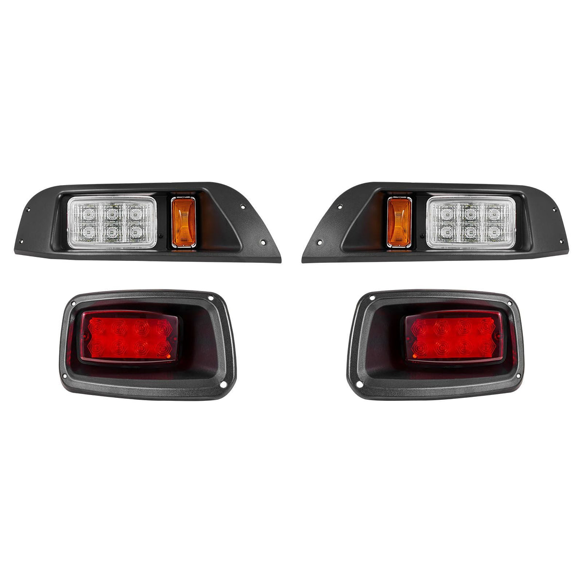Golf Cart Light Kit, 12 Volt, Street Legal LED Headlight and Tail Light Kit with Wiring Harness, Turn Signals, Hazard Light, Switch Horn, Brake Pad, Zip Ties, ABS Housing, for EZGO TXT 1996-2013