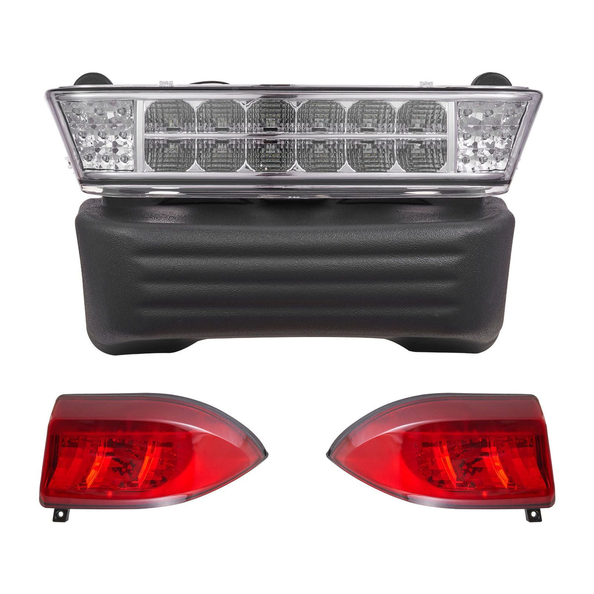 Golf Cart Light Kit, 12V, Street Legal LED Headlight and Taillight Kit with Wiring Harness, Turn Signals, Hazard Light, Switch Horn, Brake Pad, ABS Housing, for Club Car Precedent 2004-2008