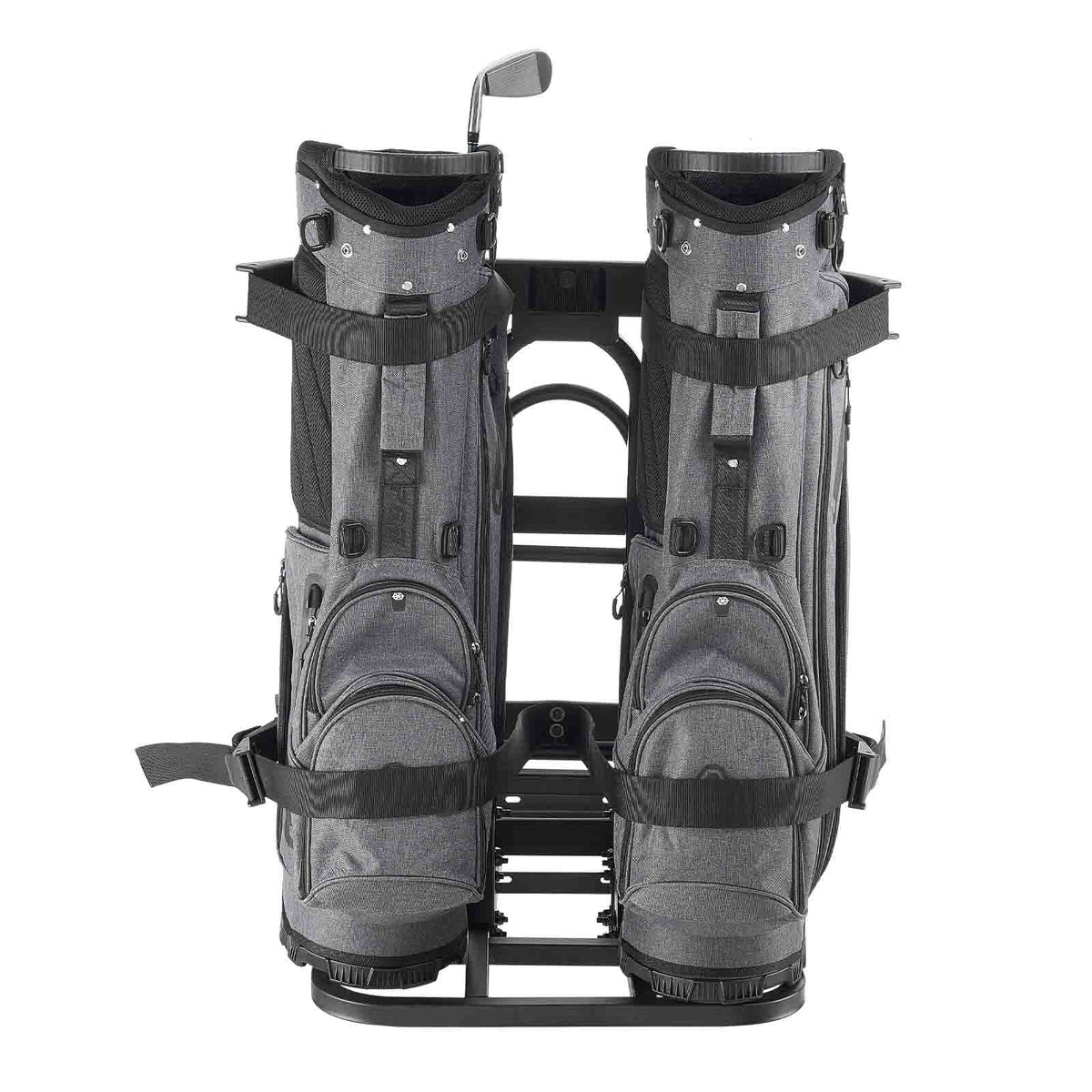 Golf Cart Rear Seat Bag Holder, 27.8 x 16.1 x 30.9 inch, Compatible with Most Golf Carts with Rear Seat Grab Bar, Space-Saving Carbon Steel Bag Holder Bracket, No-Drilling Installation, Black