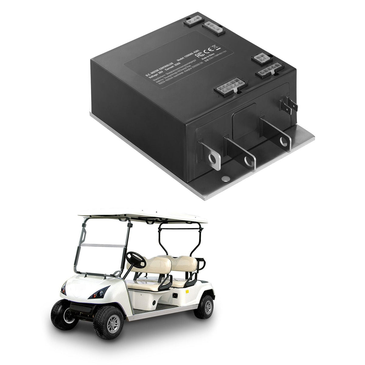 Golf Cart Speed Controller, 36V 350A, DC Motor Controller Replacement for 2000-2009 EZGO TXT Golf Carts, IP65 Rated Protection, Aluminum Alloy & ABS Housing, Compatible with 1206MX-4301 Models