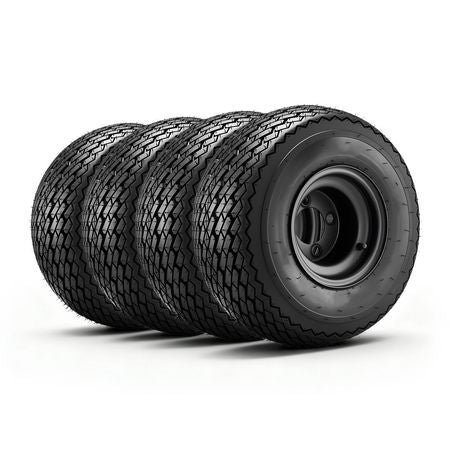 Golf Cart Wheels, 8" 18x8.50-8 Black Steel Golf Cart Tires and Wheels Combo (Set of 4) Fit Club Car, EZGO, Yamaha, 4 Ply Rubber 4-Lug Lawn Mower Tires & Rims Assembly, 800 lbs Load, All-Terrain