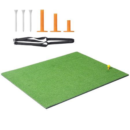 Golf Hitting Mat, 5x4ft Artificial Turf Golf Hitting Mat, Golf Hitting Training Aids with 6 Golf Tees, Golf Practice Hitting Mat for Backyard Driving Indoor Outdoor Training