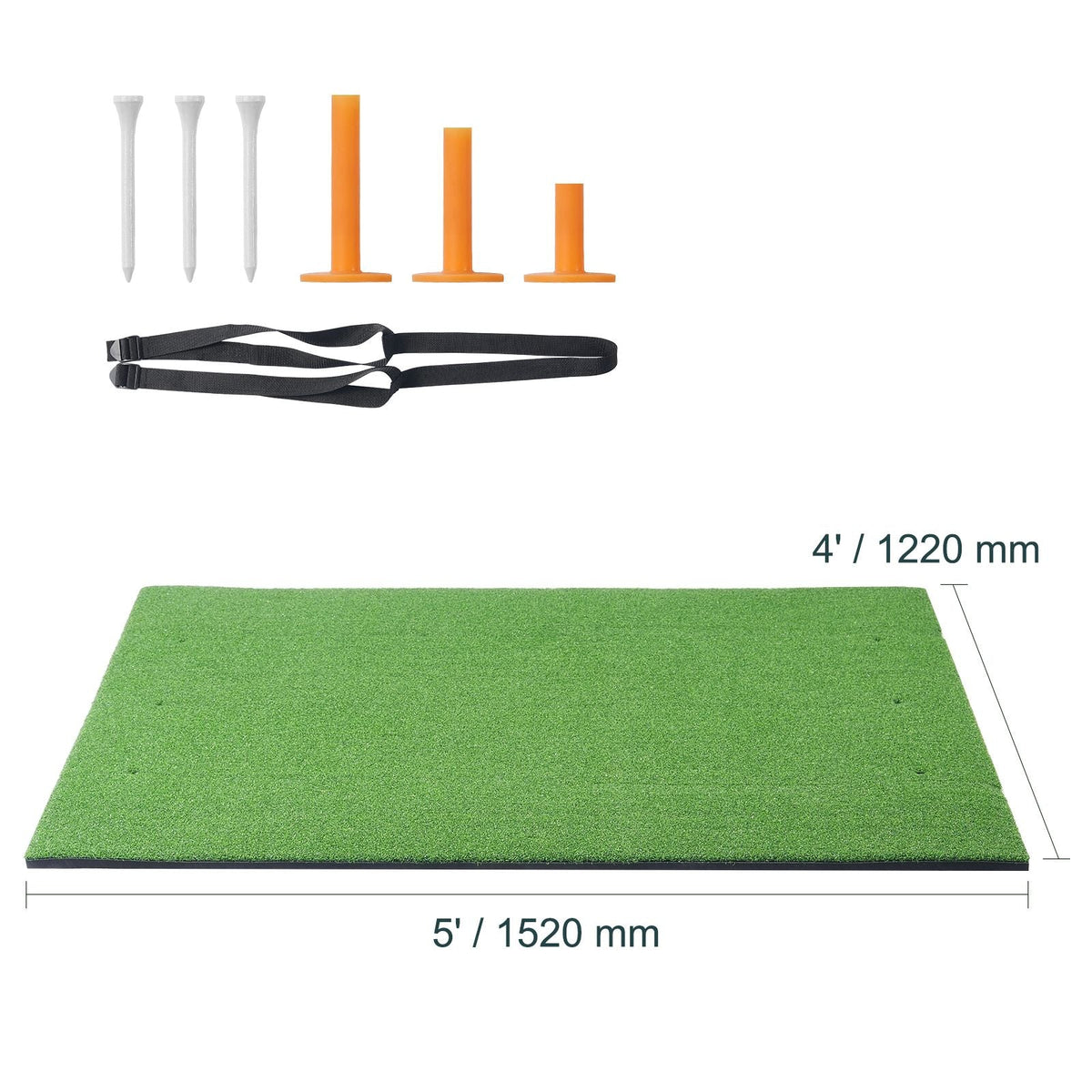 Golf Hitting Mat, 5x4ft Artificial Turf Golf Hitting Mat, Golf Hitting Training Aids with 6 Golf Tees, Golf Practice Hitting Mat for Backyard Driving Indoor Outdoor Training
