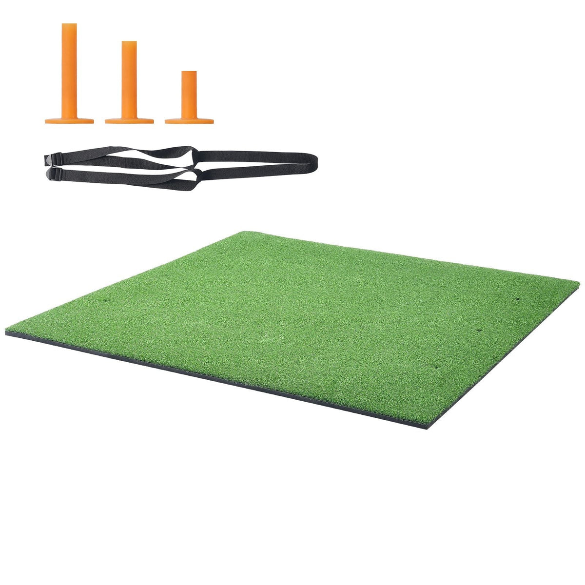 Golf Hitting Mat, 5x5ft Artificial Turf Golf Hitting Mat, Thickened Golf Hitting Training Aids with 3 Rubber Tees, Golf Practice Hitting Mat for Backyard Driving Indoor Outdoor Training