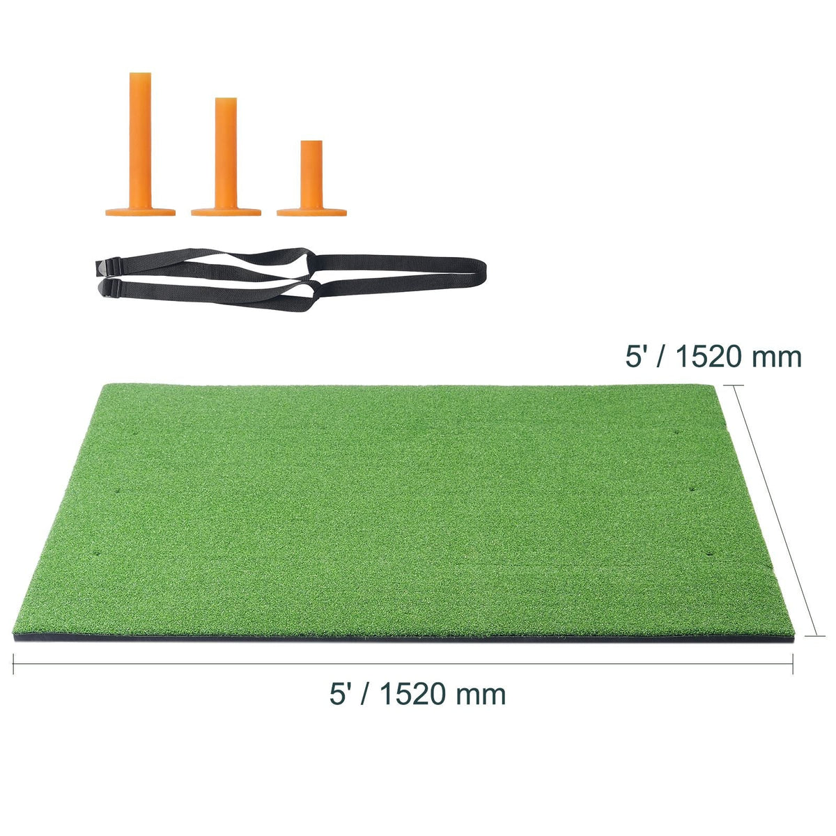 Golf Hitting Mat, 5x5ft Artificial Turf Golf Hitting Mat, Thickened Golf Hitting Training Aids with 3 Rubber Tees, Golf Practice Hitting Mat for Backyard Driving Indoor Outdoor Training