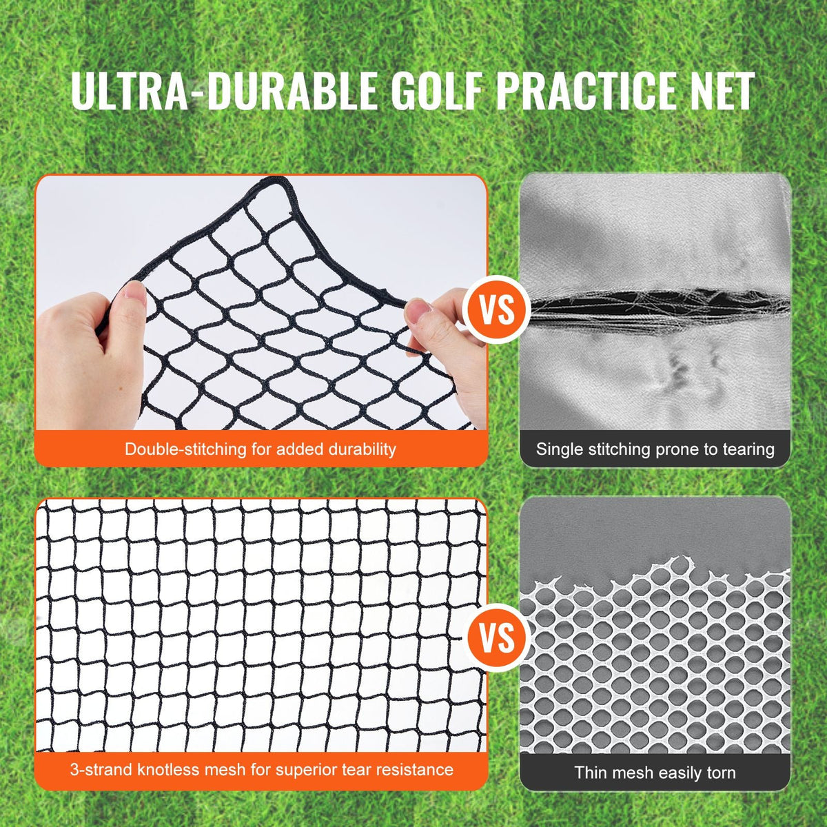 Golf Net, 10x15ft Golf Practice Net, Indoor Hitting Net for Golf, Baseball, Hockey, Soccer, Heavy Duty Nylon DIY Ball Net, Sports Netting Barrier for Backyard Driving Training Swing (Net Only)
