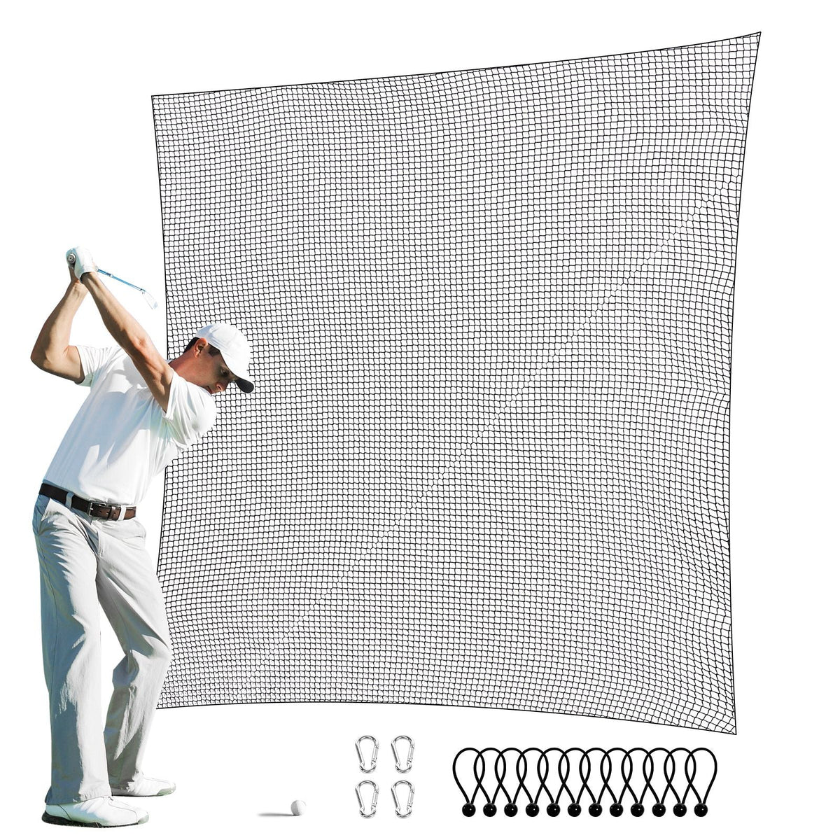 Golf Net, 10x15ft Golf Practice Net, Indoor Hitting Net for Golf, Baseball, Hockey, Soccer, Heavy Duty Nylon DIY Ball Net, Sports Netting Barrier for Backyard Driving Training Swing (Net Only)
