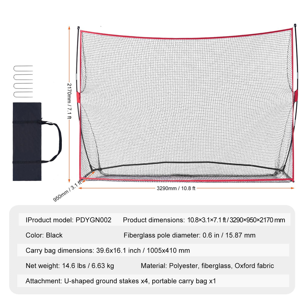 Golf Practice Hitting Net, Huge 10.8x7ft Golf Net, Personal Driving Range for Indoor Outdoor Use, Portable Home Golf Aid Net with Solid Fiberglass Frame and Carry Bag, Gift for Men, Golf Lover