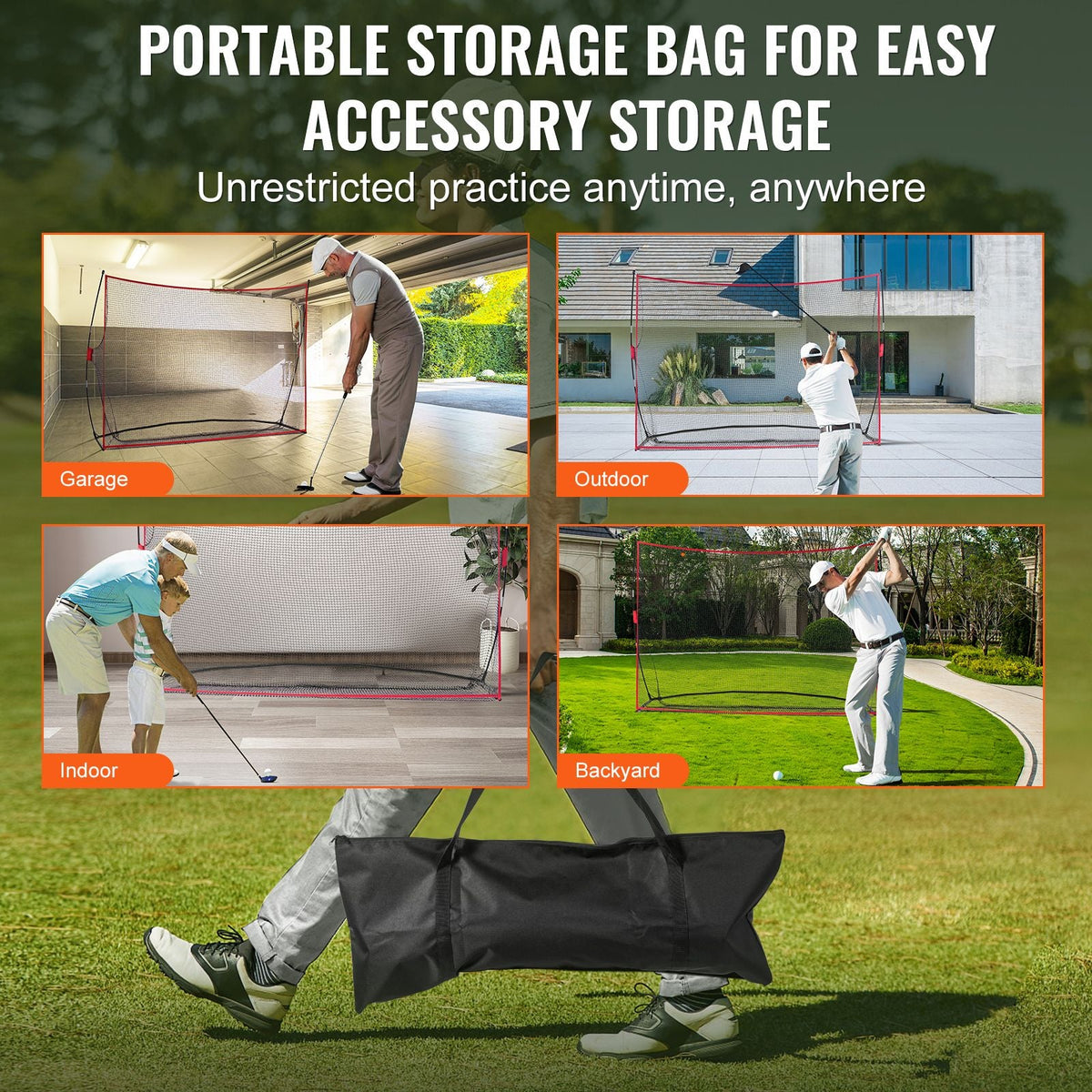 Golf Practice Hitting Net, Huge 10.8x7ft Golf Net, Personal Driving Range for Indoor Outdoor Use, Portable Home Golf Aid Net with Solid Fiberglass Frame and Carry Bag, Gift for Men, Golf Lover