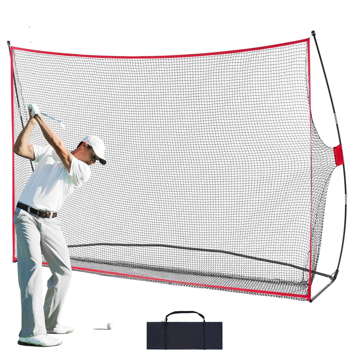Golf Practice Hitting Net, Huge 10.8x7ft Golf Net, Personal Driving Range for Indoor Outdoor Use, Portable Home Golf Aid Net with Solid Fiberglass Frame and Carry Bag, Gift for Men, Golf Lover