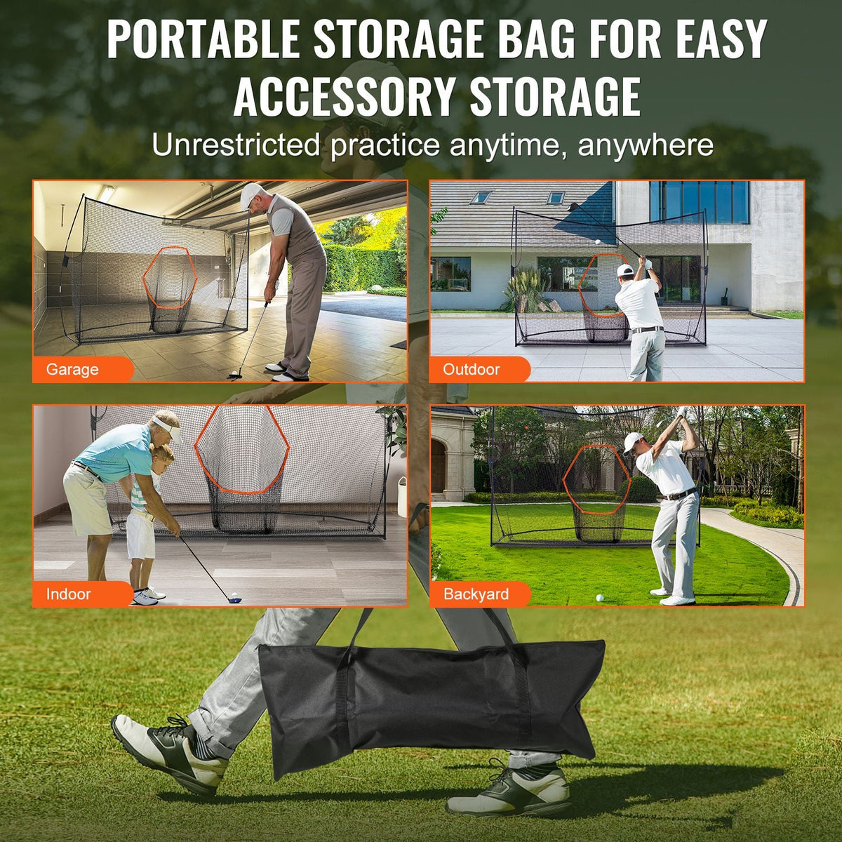 Golf Practice Hitting Net, Huge 10.8x7ft Golf Net, Personal Driving Range for Indoor Outdoor Use, Portable Home Golf Aid Net with Target/Fiberglass Frame/Carry Bag, Gift for Men, Golf Lovers