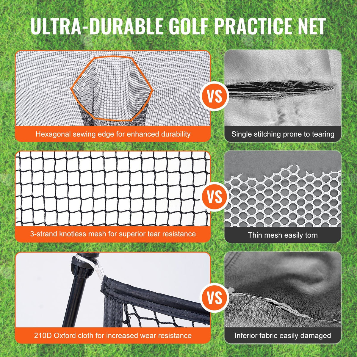 Golf Practice Hitting Net, Huge 10.8x7ft Golf Net, Personal Driving Range for Indoor Outdoor Use, Portable Home Golf Aid Net with Target/Fiberglass Frame/Carry Bag, Gift for Men, Golf Lovers